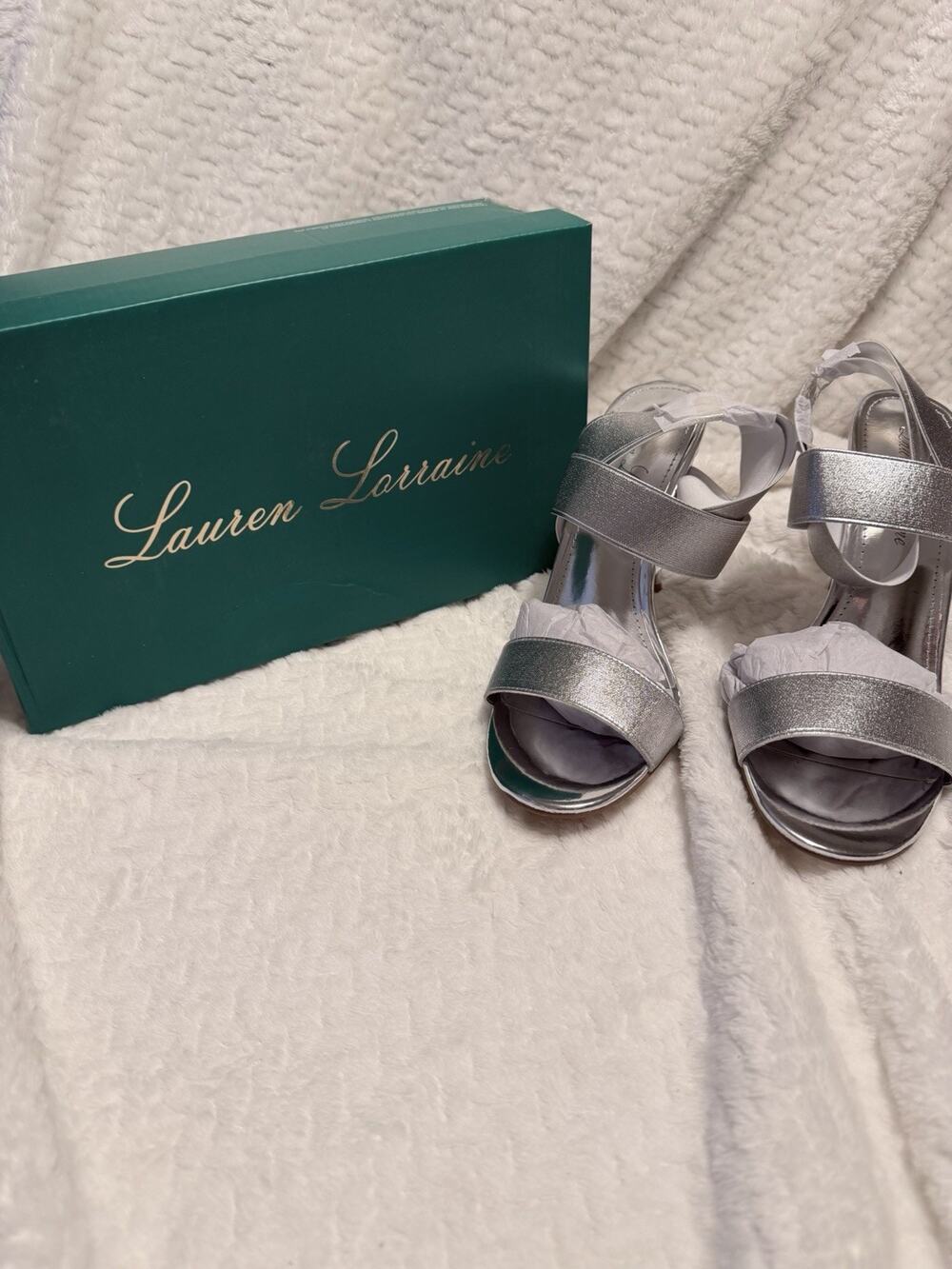 Lauren Lorraine Dallas Women’s Slingback Heel Rhinestone Prom Pageant Size 9